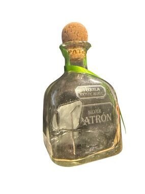 375 ml Patron "Silver" Tequila, Empty Bottle & Cork (For Display Or Crafting)